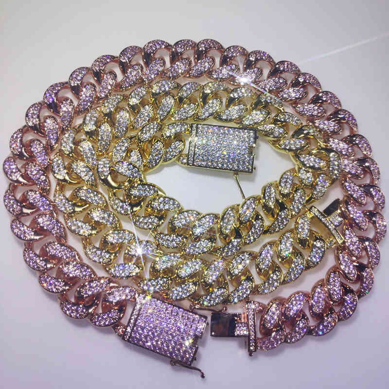 16-24 18mm Gold Color AAA CZ Stone Cuban Link Chain Necklace Men Hip Hop Bling Iced Out CZ Necklaces Jewelry X0509
16-24 18mm Gold Color AAA CZ Stone Cuban Link Chain Necklace Men Hip Hop Bling Iced Out CZ Necklaces Jewelry X0509