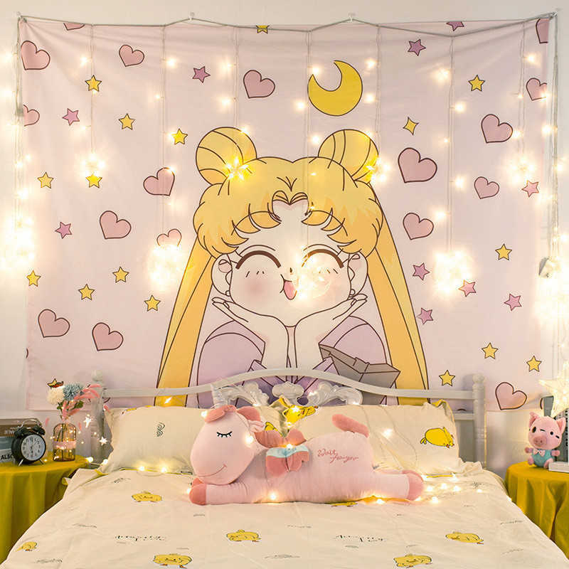 Cartoon Sailor Moon Printed Anime Tapestry Girl Dorm Room Decor Wall Hanging Tapiz Pink Tapestries 210608
Cartoon Sailor Moon Printed Anime Tapestry Girl Dorm Room Decor Wall Hanging Tapiz Pink Tapestries 210608