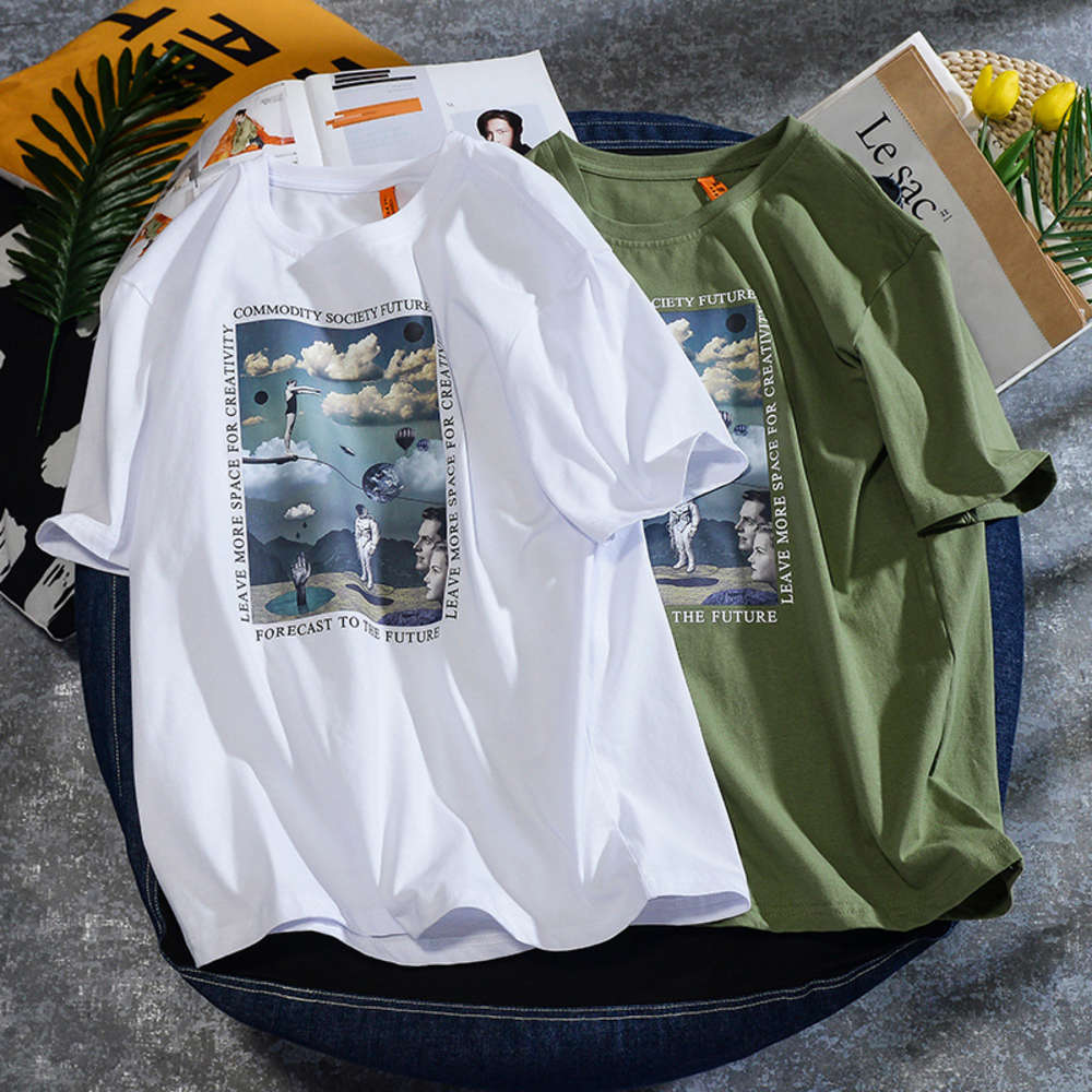 Trendy men's printed round neck T-shirt loose summer new cotton half base student short sleeve top coat, White;black
Trendy men's printed round neck T-shirt loose summer new cotton half base student short sleeve top coat, White;black