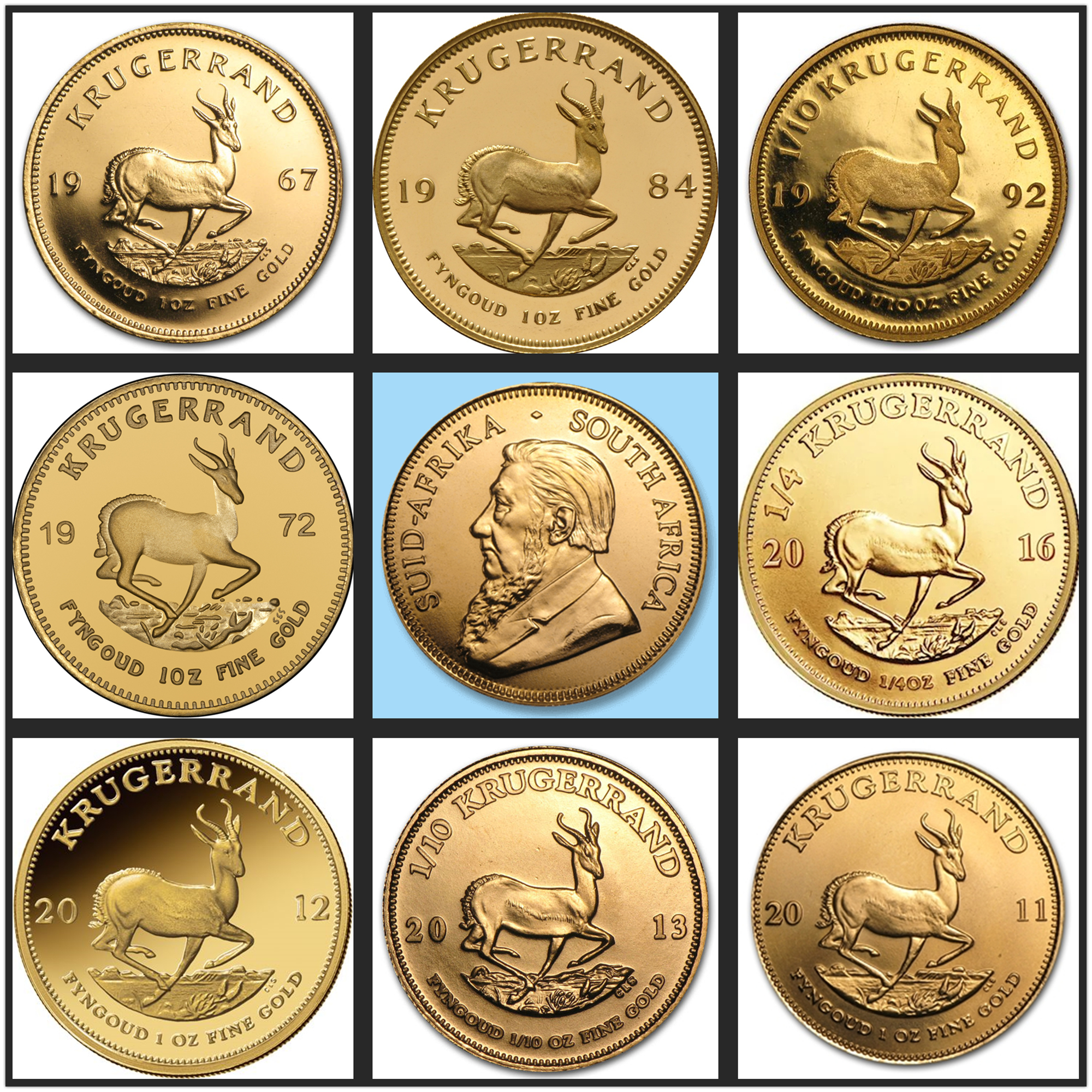 

South Africa Sample Order,1967-2016 Mix 13 Different Year 24k Gold Plated krugerrand Coin CommemorativeCoin Art Collectible ,Business Gift,Home Decoration Gifts