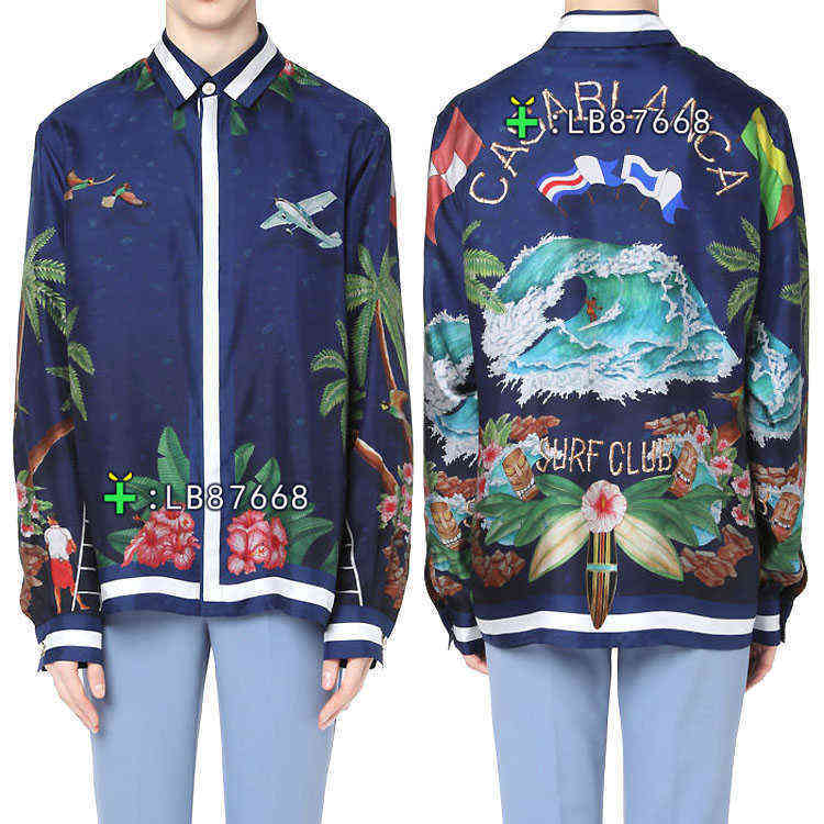 Silk shirt Casablanca style surf club 21ss holiday flower wave Silk Long Sleeve Shirt, Navy blue
Silk shirt Casablanca style surf club 21ss holiday flower wave Silk Long Sleeve Shirt, Navy blue