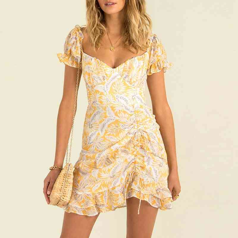 Fashion Floral Sweet Ruffles Dress Women Short Sleeve Mini Lace Up Bodycon Square Collar Printed Vacation Beach 210525, Orange
Fashion Floral Sweet Ruffles Dress Women Short Sleeve Mini Lace Up Bodycon Square Collar Printed Vacation Beach 210525, Orange