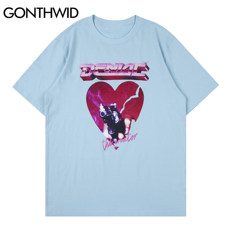 Tshirts Men Harajuku Streetwear Gothic Punk Rock Gun Broken Heart Print Short Sleeve T-Shirts Hip Hop Casual Tees Tops 210602, Sky blue
Tshirts Men Harajuku Streetwear Gothic Punk Rock Gun Broken Heart Print Short Sleeve T-Shirts Hip Hop Casual Tees Tops 210602, Sky blue