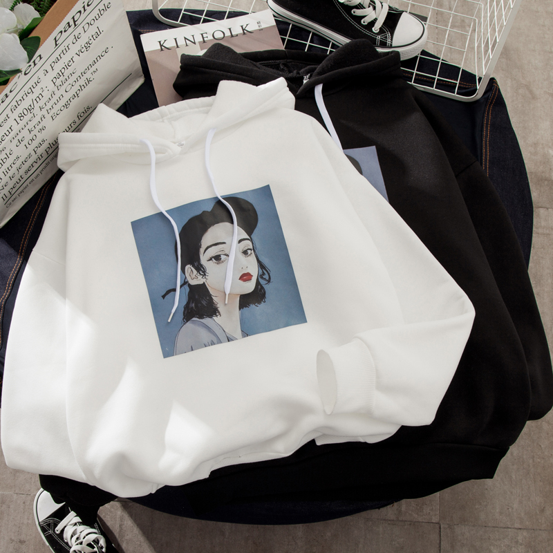 YouGeMan Harajuku Streetwear Hoodies For Women Long Sleeve Hooded Sweatshirt Korean Ulzzang Print Fleece Sweatshirts Female Coat 201201