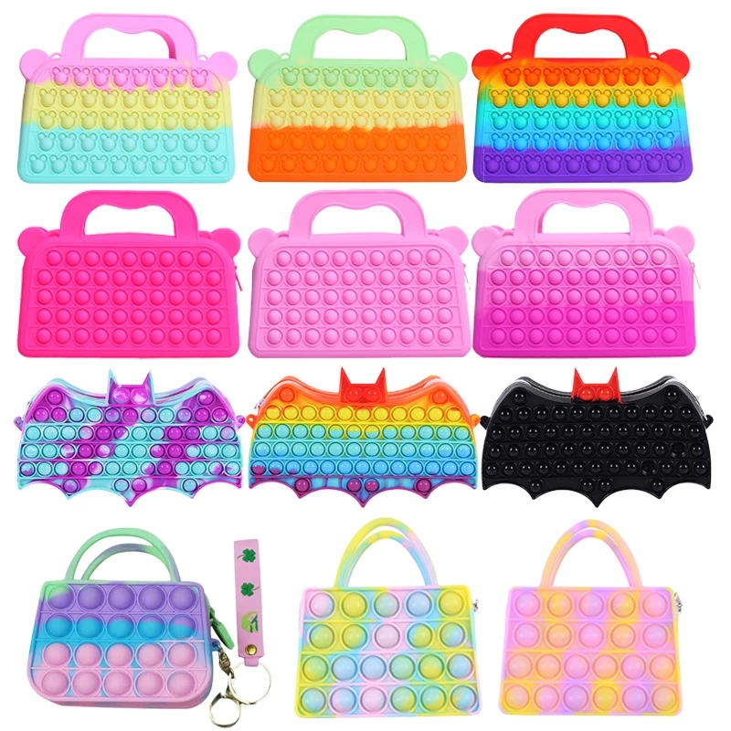 Sensory Fidget Hand Bag Push Bubble Popper Purse Rainbow Kids Grils Silicone Stationery Storage Bat Bag Pop Poppit Decompression Shoulder bags
Sensory Fidget Hand Bag Push Bubble Popper Purse Rainbow Kids Grils Silicone Stationery Storage Bat Bag Pop Poppit Decompression Shoulder bags