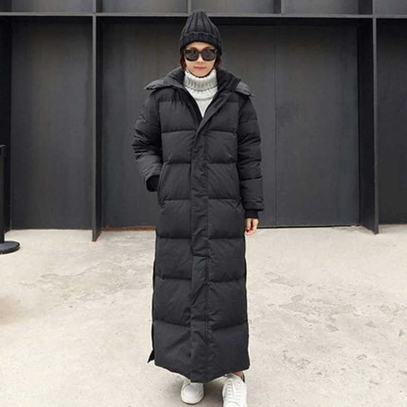 Parka Coat Maxi Long Winter Jacket Women Hooded Pocket Zipper Female Lady Windbreaker Overcoat Outwear Clothing Quilted 211018