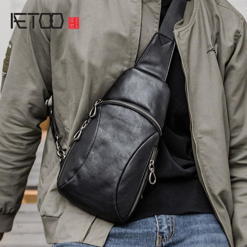 HBP AETOO Head Leather Breast Bag, Men's Single Shoulder Bag,