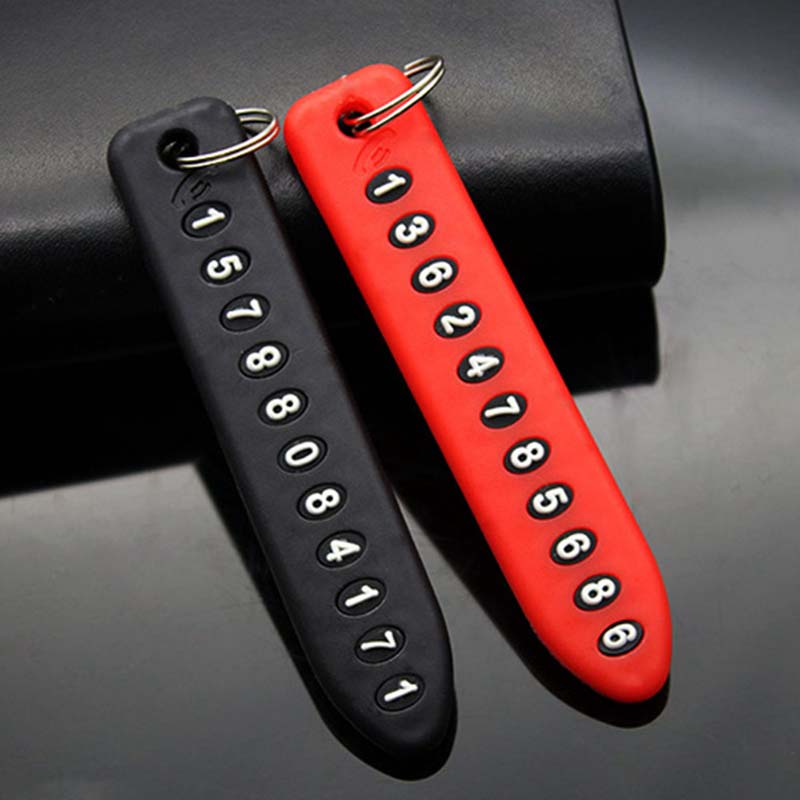 Car Keychain Anti-lost Phones Number Plate Pendant Auto Vehicle Phone Numbers Card Keyring Key Chain Cars Interior Accessories Decoration