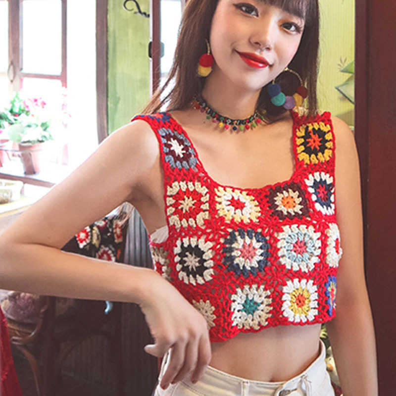 Sexy embroidery Women Ladies Summer Slim sleevelessT Shirt Casual Solid V Neck Knitted Short Tops 210625