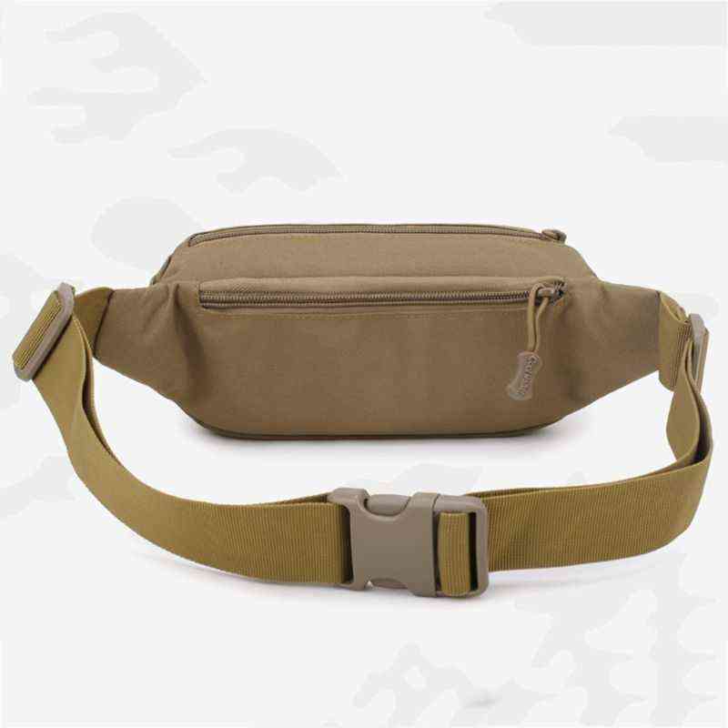 High Quality Men Fanny Pack Chest Shoulder Bag with 3 Pockets Nylon Minitary Waist Bag Zipper Belt Bag Black/Khaki 220112