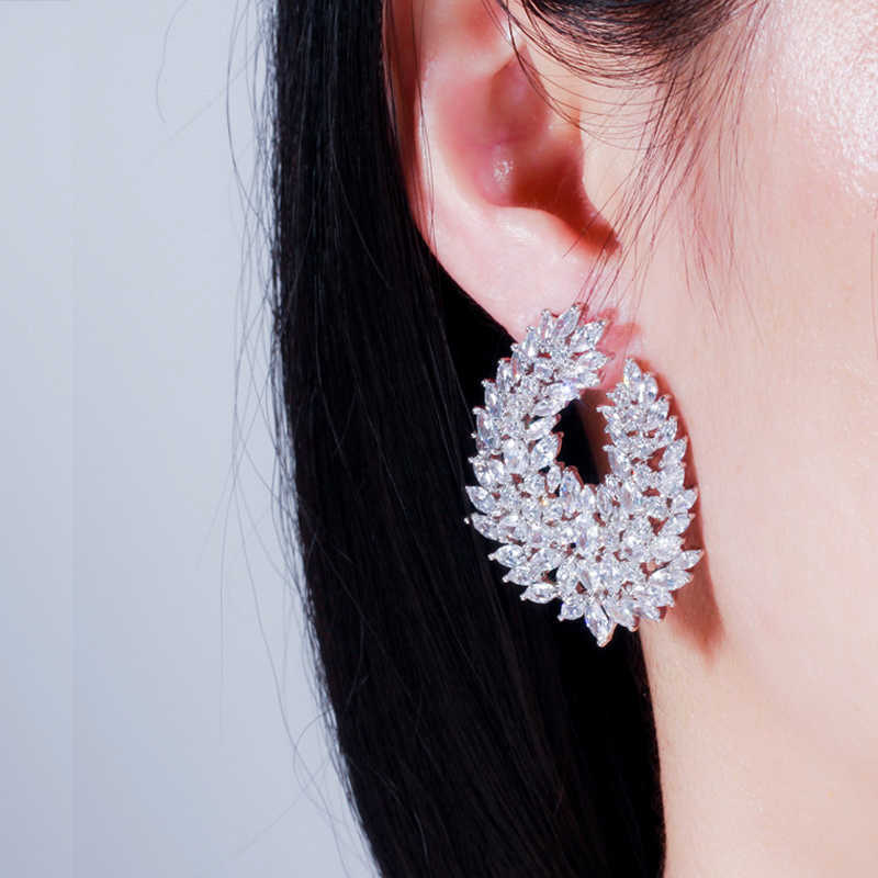CWWZircons Waterdrop Full Mirco Paved Cubic Zircon Naija Wedding Earring Fashion Women Party Jewelry CZ612 211006