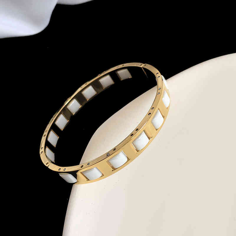 Charm Bracelets 56 Fashion Titanium Steel 2021 Atmosphere Personality Black and White Ceramic