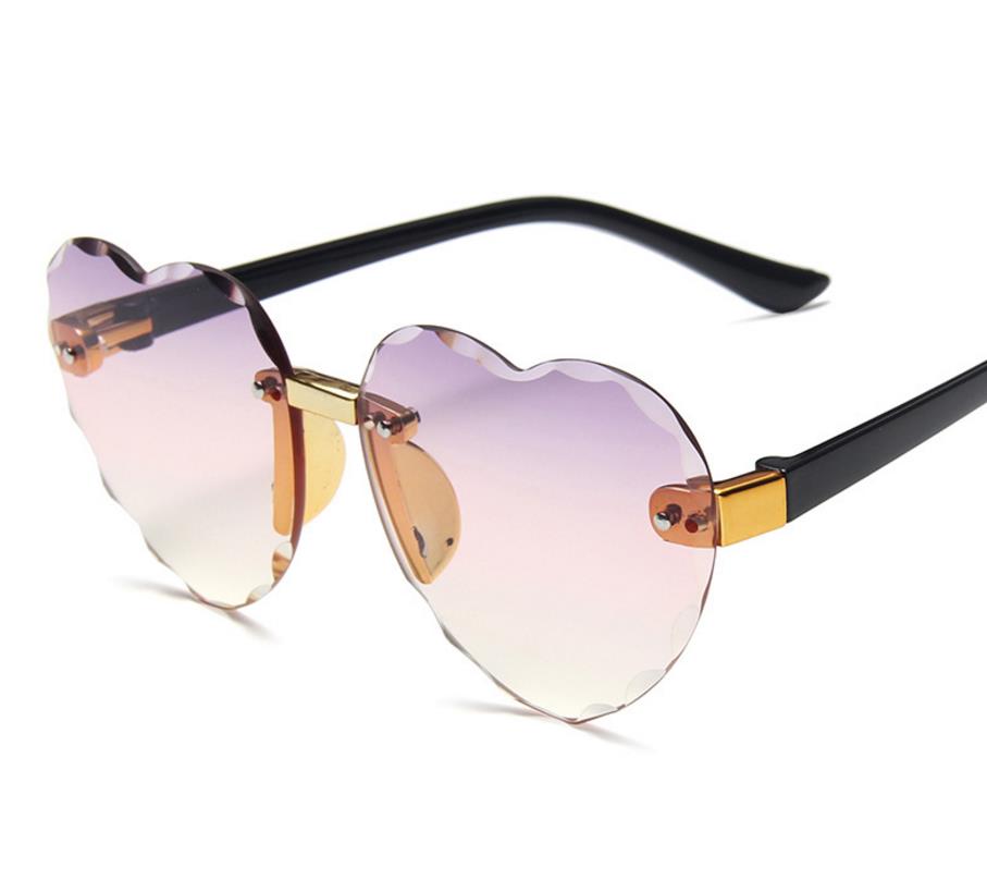 Heart Shaped Rimless Sunglasses Girls Kids Frameless Glasses Tinted Lolita Eyewear Gradient Colors of Lense UV Protect H260130