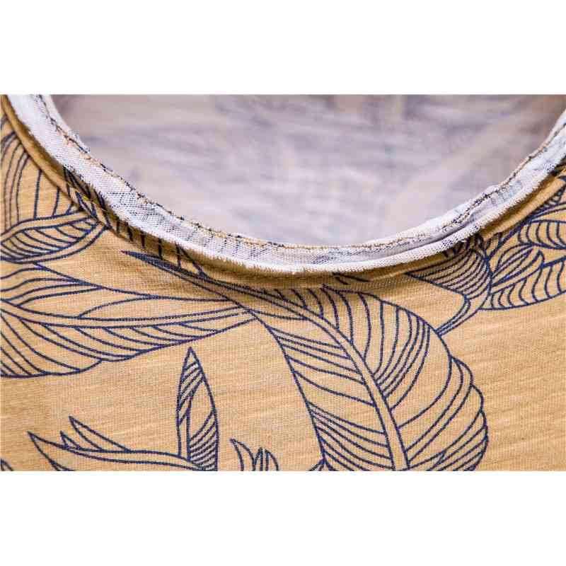 AIOPESON Leaf Printed T Shirt Men Pocket Casual High Quality 100% Cotton Clothing Summer Hawaii Style s 210707