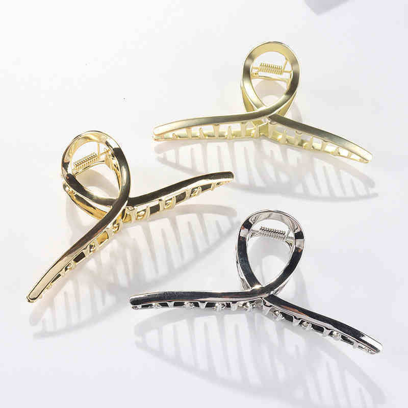 Hair Accessories Jewelry Korean Large Grab Clip Metal Net Red Cross Simple and Versatile Sen Department Elegant Temperament Bath Curling Headdress