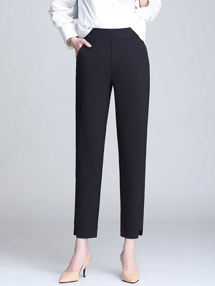 Trousers Women Ankle-length Capris Female Leggings Pantalon Femme Workwear Slim High Waist Elastic Casual Woman Pants 210608