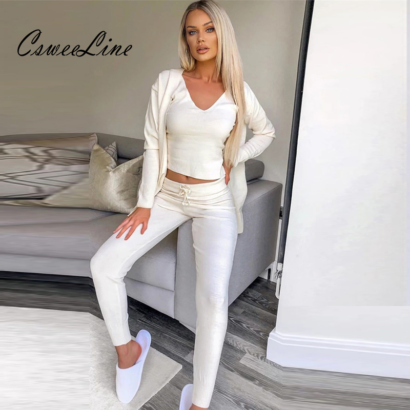 knitted 3 piece women lounge wear sets cardigan ladies jumper outfits autumn knit tracksuit woman new casual 3 pcs matching sets 210304, White
knitted 3 piece women lounge wear sets cardigan ladies jumper outfits autumn knit tracksuit woman new casual 3 pcs matching sets 210304, White