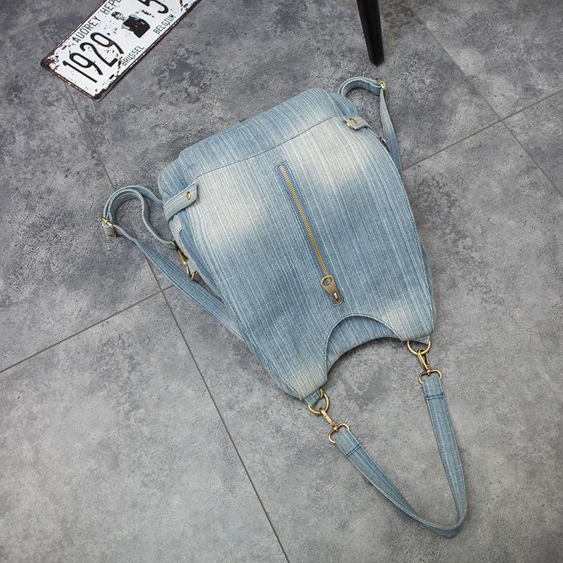 Washed Denim Women Backpack Big Jean Multifunctional Backpack Female Shoulder Bag Casual Travel Bags Rucksack Blue Mochila Bols, Light blue
Washed Denim Women Backpack Big Jean Multifunctional Backpack Female Shoulder Bag Casual Travel Bags Rucksack Blue Mochila Bols, Light blue