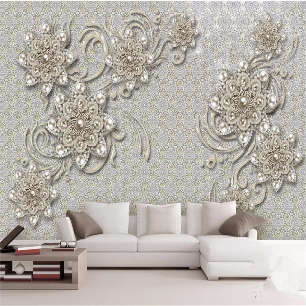Custom wallpapers 3d new European style living room jewelry flowers TV background wall paper Papel de parede 3d murals