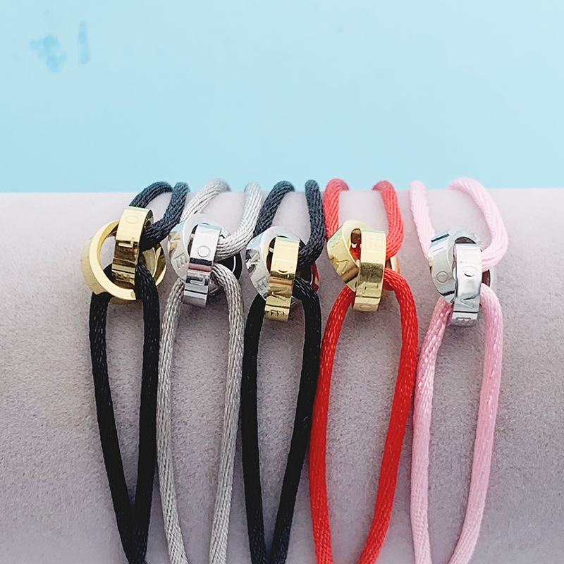 High Quality Stainless Steel Two Circle Crossed Bracelet with Adjustable Rope for Women Men Unisex Love Letter Bracelet Jewelry
High Quality Stainless Steel Two Circle Crossed Bracelet with Adjustable Rope for Women Men Unisex Love Letter Bracelet Jewelry