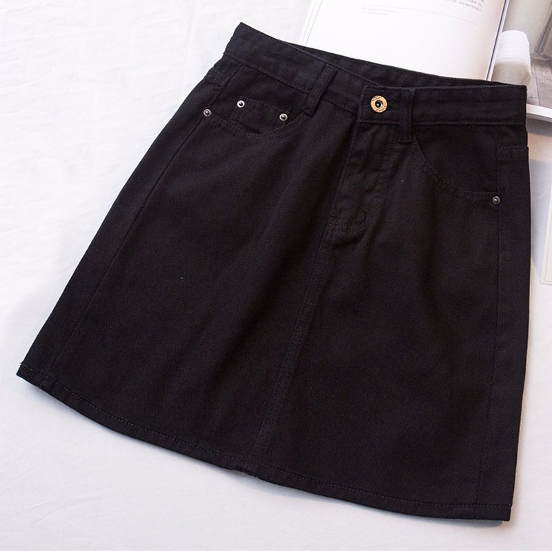 Zoki High Waist Women Denim Skirt Sexy Fashion Summer Korean Girls Jeans Mini Skirt Plus Size Cotton Ladies Short Skirt 210306