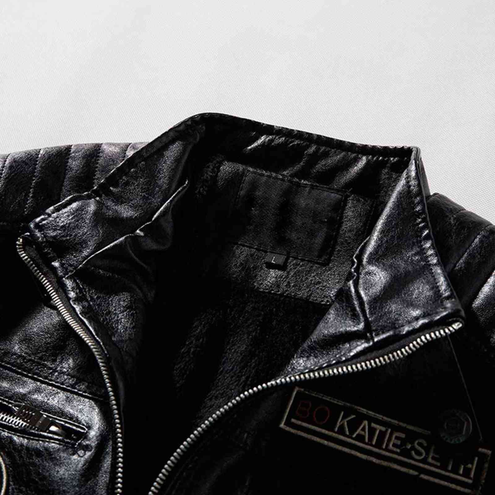 Autumn Leather Jacket Men PU Leather Motorcycle Jacket Vintage Style Coat Men Biker Coat Slim Fit Stand Collar Zip Up Fashion 211119