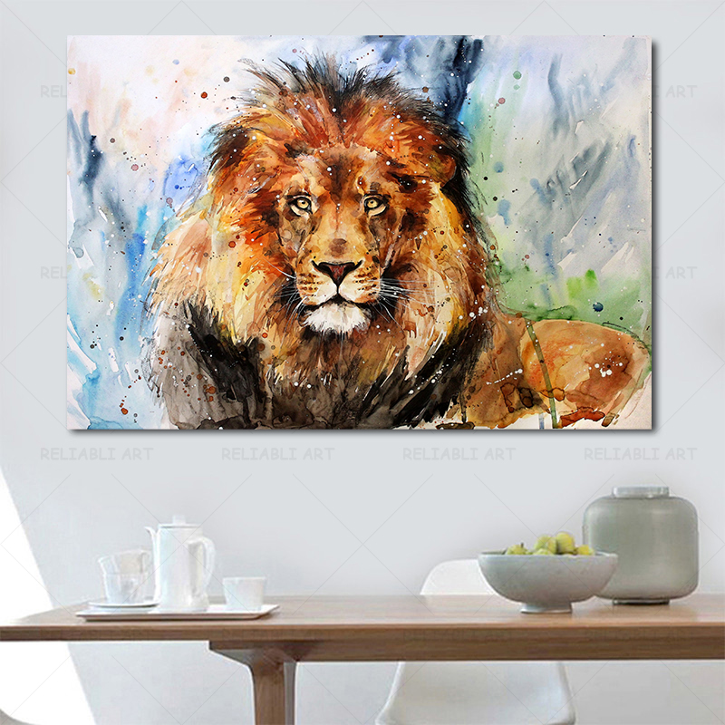 Abstract Lion Oil Painting Watercolor Lions Tiger Posters and Prints Animal Wall Art Pictures for Living Room Decor Cuadros