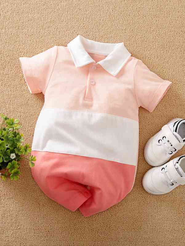 Yierying Baby Boy Colorblock Polo Neck Romper SHE