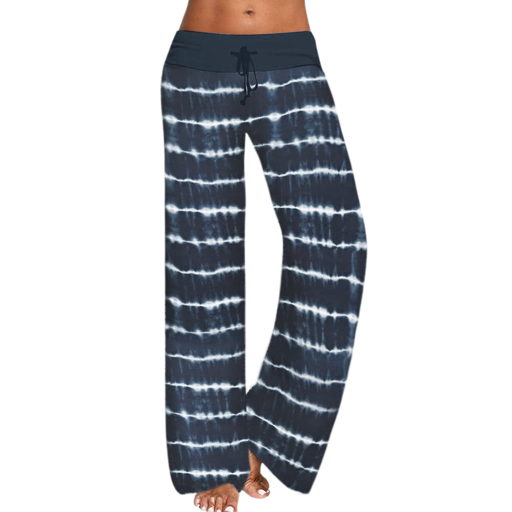 2021 Pants style women's loose tie-dye printed yoga wide-leg sports trousers