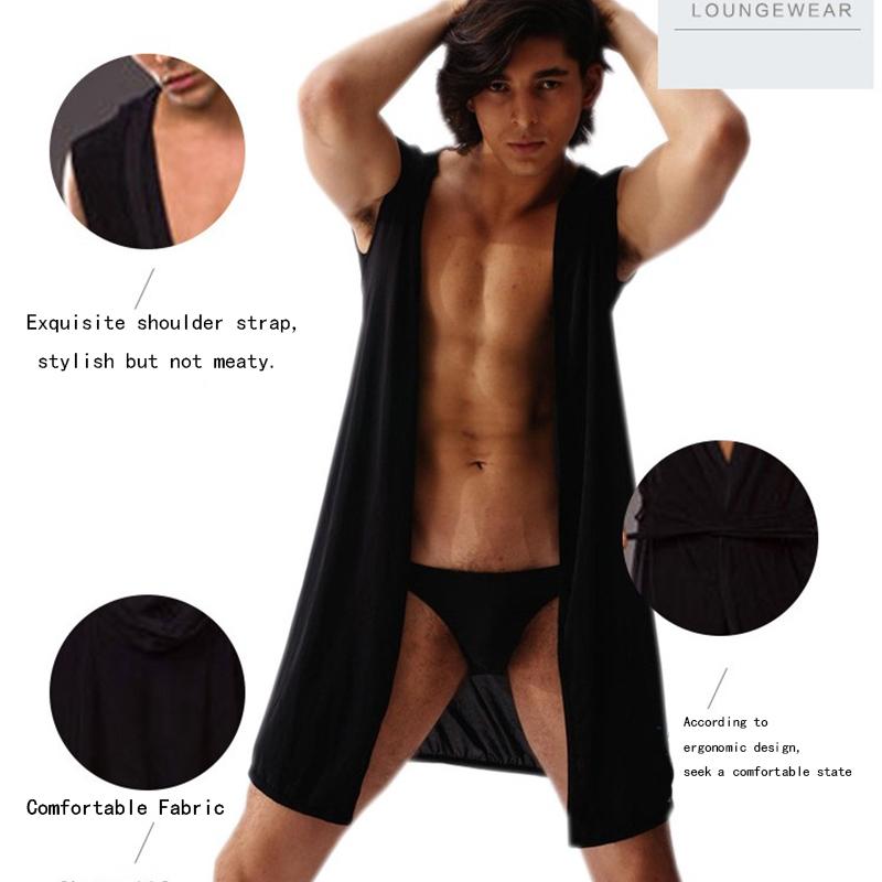 Men's Sleepwear Sexy Gown Bathrobe Men Hooded Robes Homme Solid Bath Robe Club Male Pajamas, Black;brown
Men's Sleepwear Sexy Gown Bathrobe Men Hooded Robes Homme Solid Bath Robe Club Male Pajamas, Black;brown