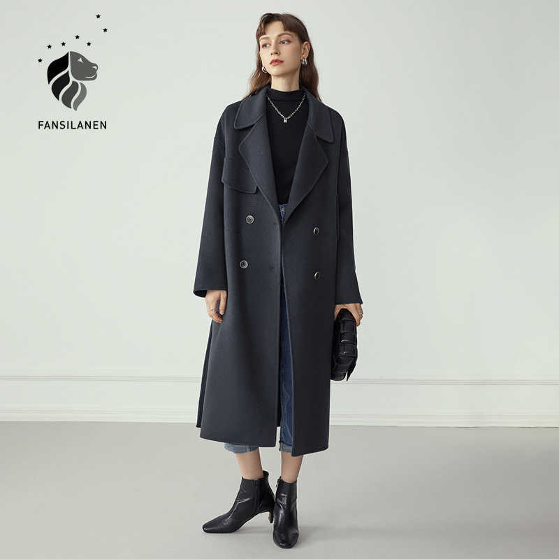 FANSILANEN Double breasted 100% wool coat Women elegant cashmere long winter Female oversized vitnage blend jacket over 210607, Nave blue
FANSILANEN Double breasted 100% wool coat Women elegant cashmere long winter Female oversized vitnage blend jacket over 210607, Nave blue