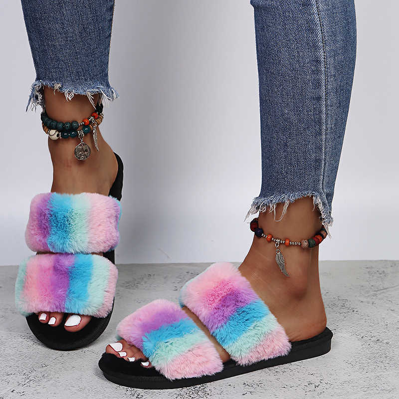Neon Mixed Color Plush Ladies Slippers Home Sexy Striped Faux Fur Warm Indoor Slides Thick Soled Comfortable Women Shoes Winter H0827, Purple
Neon Mixed Color Plush Ladies Slippers Home Sexy Striped Faux Fur Warm Indoor Slides Thick Soled Comfortable Women Shoes Winter H0827, Purple
