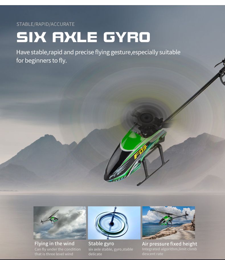 Parkten F03 Helicopter 4CH 6G Gyro Flybarless RC Helicopter RTF aircraft fixed height function one key to take off/land, Default color
Parkten F03 Helicopter 4CH 6G Gyro Flybarless RC Helicopter RTF aircraft fixed height function one key to take off/land, Default color