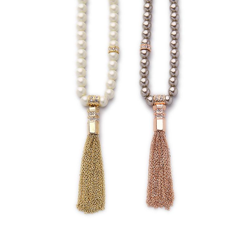 Pendant Necklaces Simulated Pearl Beads Chain Tassel Necklace Classic Women Long White Gray All-match Accessories
Pendant Necklaces Simulated Pearl Beads Chain Tassel Necklace Classic Women Long White Gray All-match Accessories