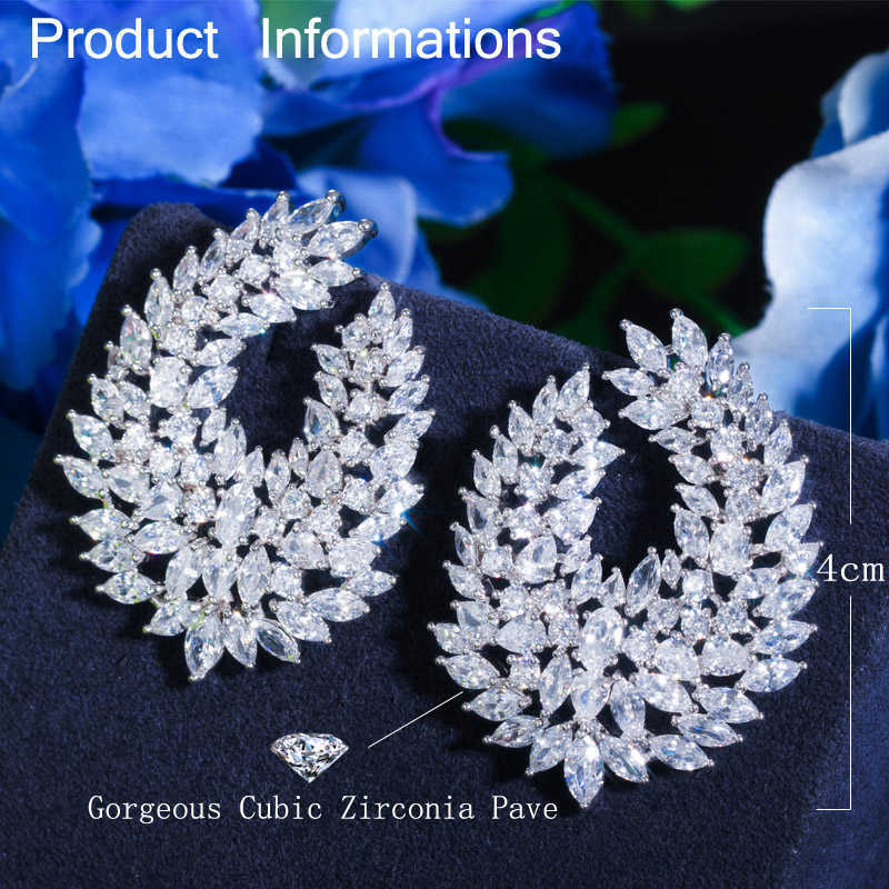 CWWZircons Waterdrop Full Mirco Paved Cubic Zircon Naija Wedding Earring Fashion Women Party Jewelry CZ612 211006