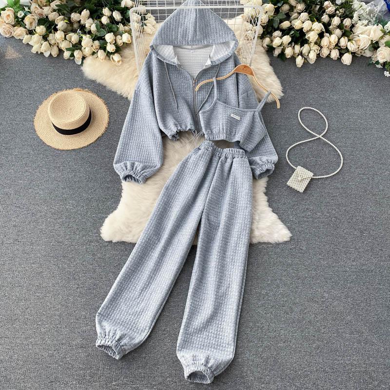 Women's Two Piece Pants Autumn Winter Fashion Women Suit Tracksuits Casual Sets Hoodied Padded Jacket Coat Cargo Camis Three Pieces Set, White set
Women's Two Piece Pants Autumn Winter Fashion Women Suit Tracksuits Casual Sets Hoodied Padded Jacket Coat Cargo Camis Three Pieces Set, White set
