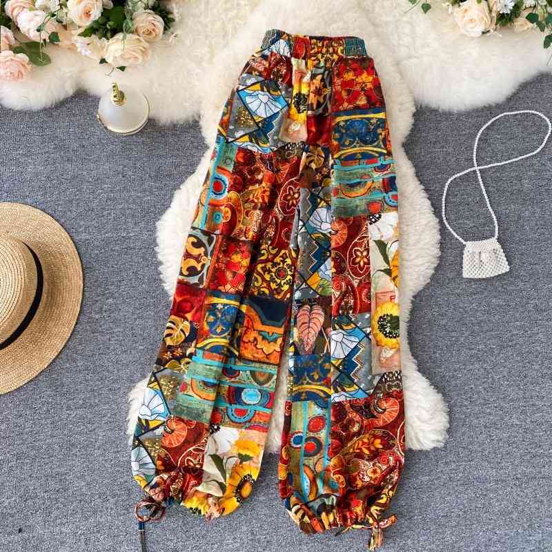 Bohmian Retro Folk Style Print Wide-legged Pants Women's Summer High-waisted Holiday 210615, Photo color
Bohmian Retro Folk Style Print Wide-legged Pants Women's Summer High-waisted Holiday 210615, Photo color