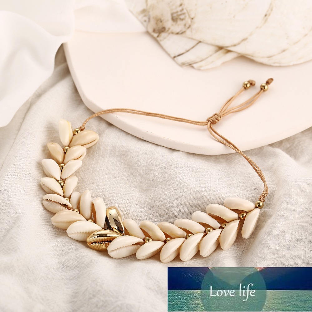 TAUAM Natural Cowrie Gold Color Sea Shell Bracelets for Women Delicate Rope Chain Beads Charm Boho Summer Beach Jewelry Factory price expert design Qu