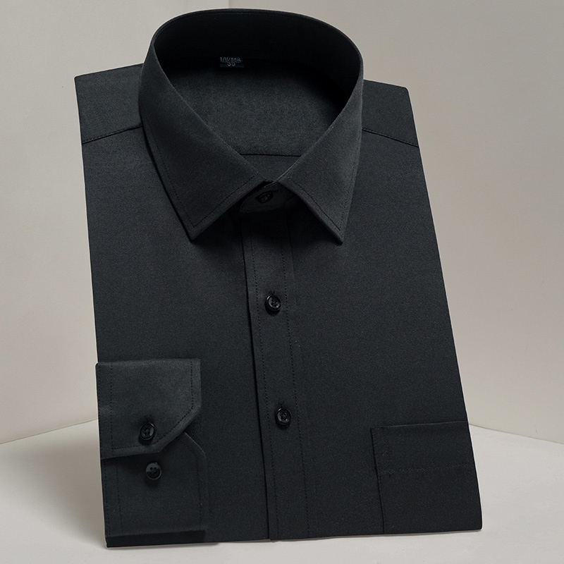 Breast Pocket White Formal Shirt Mens for Business Solid Social Dress Men Shirts Long Sleeve Work office Light Blue black pink 220309