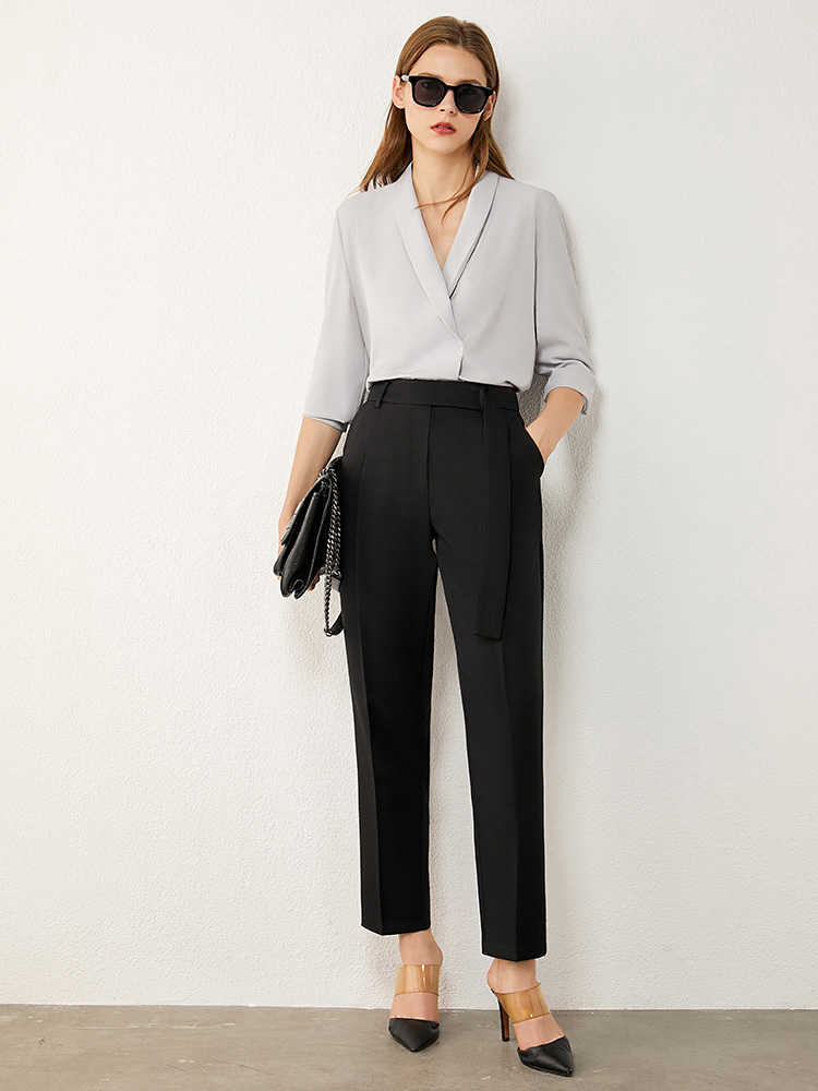 Minimalism Autumn Women's Pants OLstyle Suit Causal Solid High Waist Straight Women Trousers Female 12030406 210527