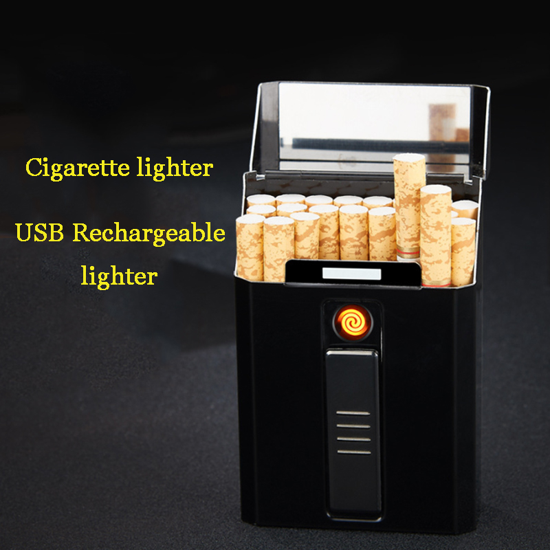 New Cigarette Case Box With USB Recharge ighter Creative Charging Windproof Fameess Eectronic ighters Smoke Accesoires
New Cigarette Case Box With USB Recharge ighter Creative Charging Windproof Fameess Eectronic ighters Smoke Accesoires