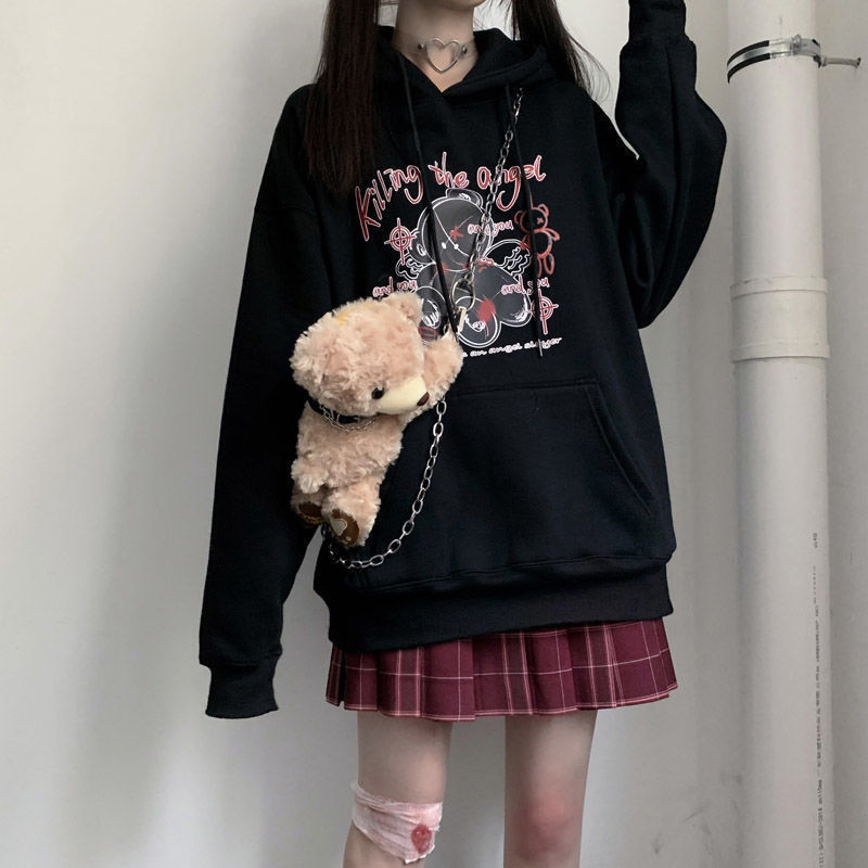 Goth Gothic Style Hoodies Harajuku Hoodie Women 2021 Fashion Janpanese Streetwear Graphic Bear Print Kawaii Black Hoodie
Goth Gothic Style Hoodies Harajuku Hoodie Women 2021 Fashion Janpanese Streetwear Graphic Bear Print Kawaii Black Hoodie