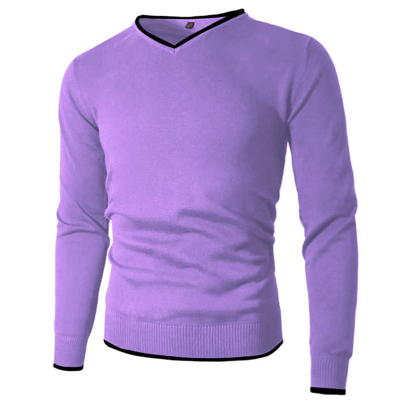 Men's sweater pullover men's knitted pullover V-neck autumn and winter basic sweater men's pullover plain style solid color 211018