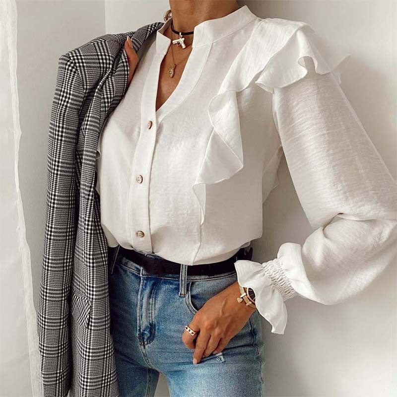 2021 New White Ruffle Blouse Womens Autumn Csaual Fashion V-neck Long Sleeve Elegant Office Ladies Shirts Plus Size Tops and Blouses 2x1w
2021 New White Ruffle Blouse Womens Autumn Csaual Fashion V-neck Long Sleeve Elegant Office Ladies Shirts Plus Size Tops and Blouses 2x1w