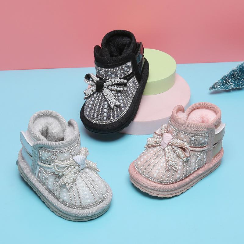 Boots Winter Baby Girls Snow Infant Toddler Shoes Soft Bottom Non-slip Warm Plush Children Rhinestone Bow Princess, Black;grey
Boots Winter Baby Girls Snow Infant Toddler Shoes Soft Bottom Non-slip Warm Plush Children Rhinestone Bow Princess, Black;grey