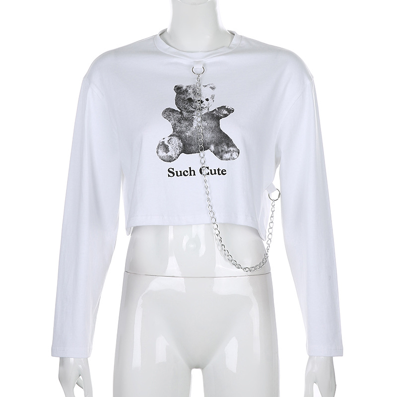 Harajuku Loose Bear Print Long Sleeve Crop Top Women Autamn Splice Chain Fashion Tshirt Feamle Streetwear Casual Top, White
Harajuku Loose Bear Print Long Sleeve Crop Top Women Autamn Splice Chain Fashion Tshirt Feamle Streetwear Casual Top, White