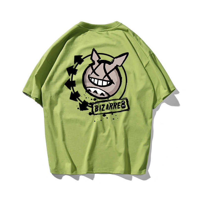 Graffiti Hip Hop Totoro Oversize Couple T Shirt Men Streetwear Harajuku Tshirt Short Sleeve Cotton Loose HipHop T-Shirt Basic 210603