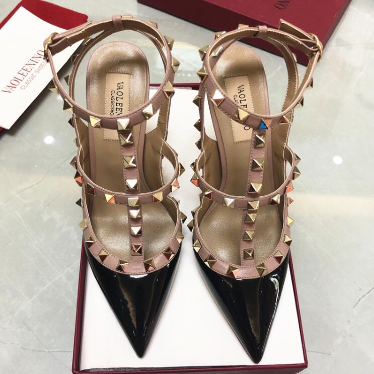 Designer Pointed Toe 2-Strap with Studs high heels Patent Leather rivets Sandals Women Studded Strappy Dress Shoes valentine high heel Shoes, Black
Designer Pointed Toe 2-Strap with Studs high heels Patent Leather rivets Sandals Women Studded Strappy Dress Shoes valentine high heel Shoes, Black