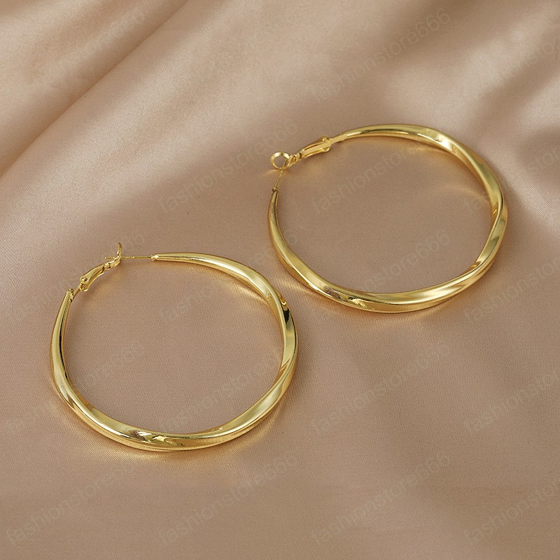 Large Circle Hoop Earrings Gold Color for Women Round Big Circle Earring Party Club Personality Jewelry Gifts