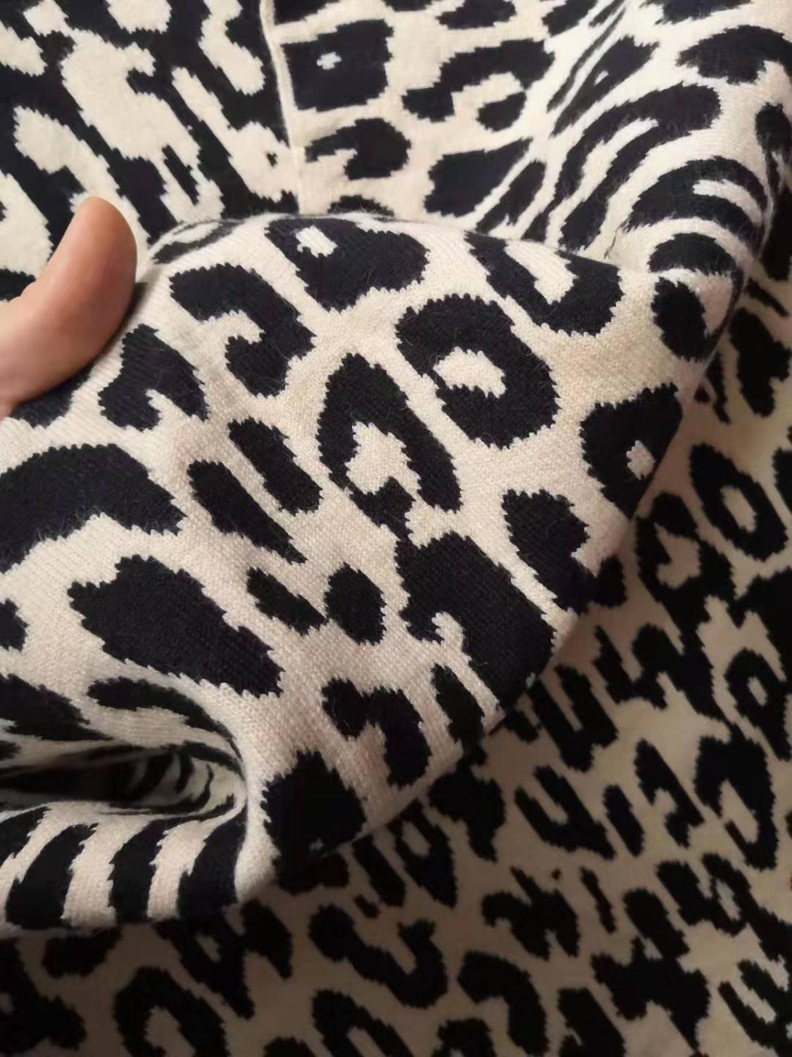 early spring long slit knitted leopard skirt women high waist knitted skirt 210306